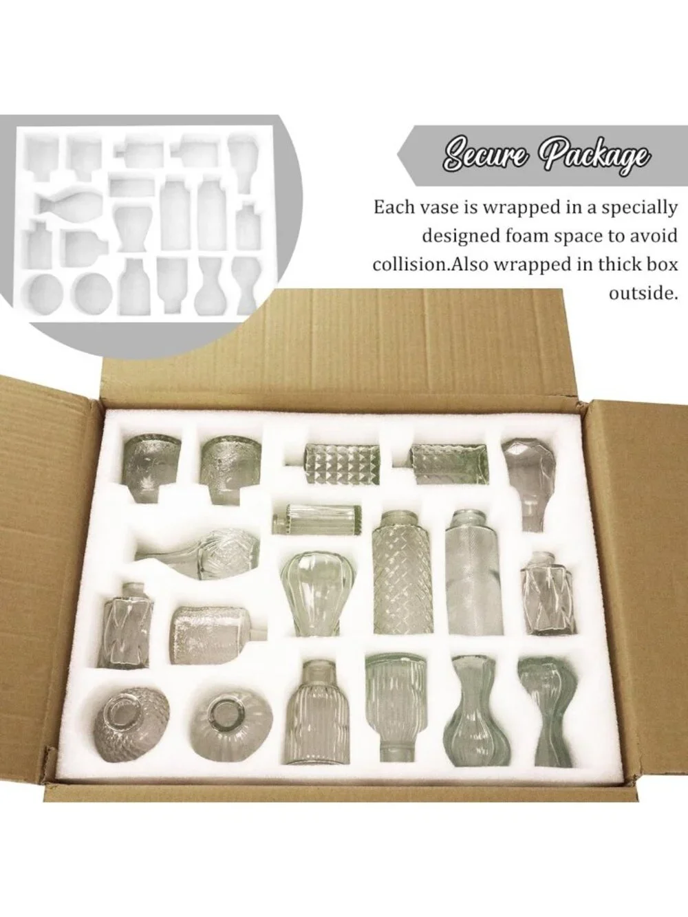 36Pcs Vintage Glass Bud Vases Set - Cute Clear Bottles for Rustic Decor